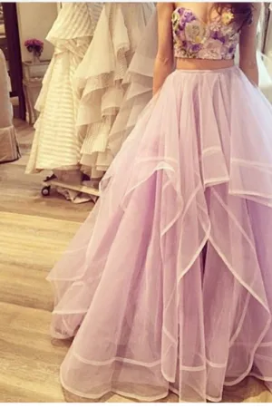 2024 Two Pieces Sweetheart Prom Dresses Tulle With Embroidery