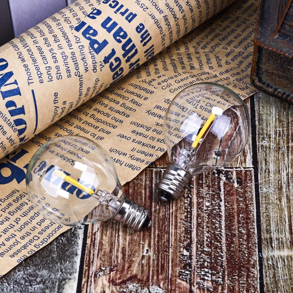 25X G40 Clear Globe Bulbs, E12 Warm Replace G40 5W 7W Incandescent Bulbs, Same Effect Replaceable Light Bulb for G40 Strands