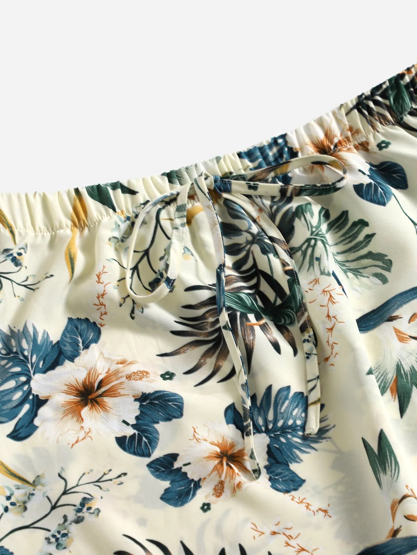 Boho Floral High Low Natural Short Women Skirt