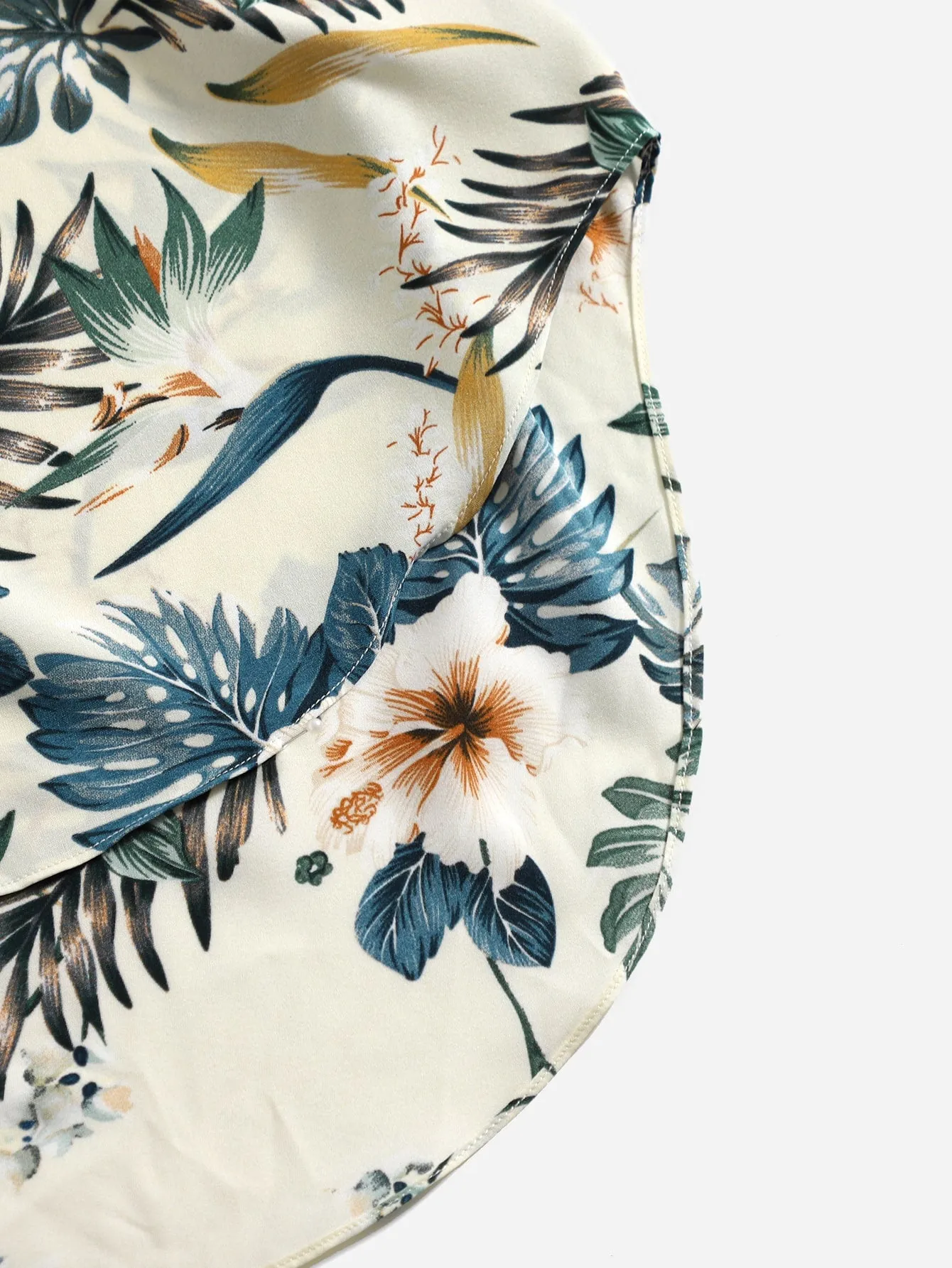 Boho Floral High Low Natural Short Women Skirt