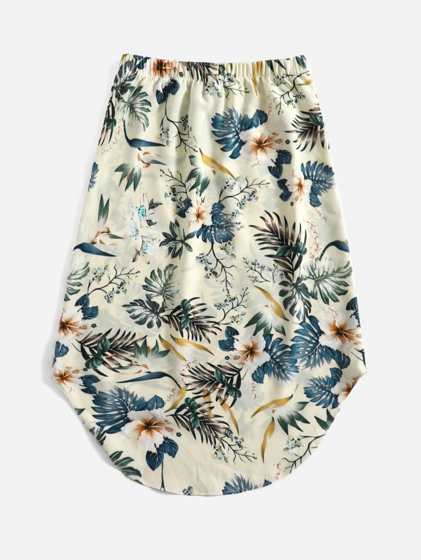 Boho Floral High Low Natural Short Women Skirt