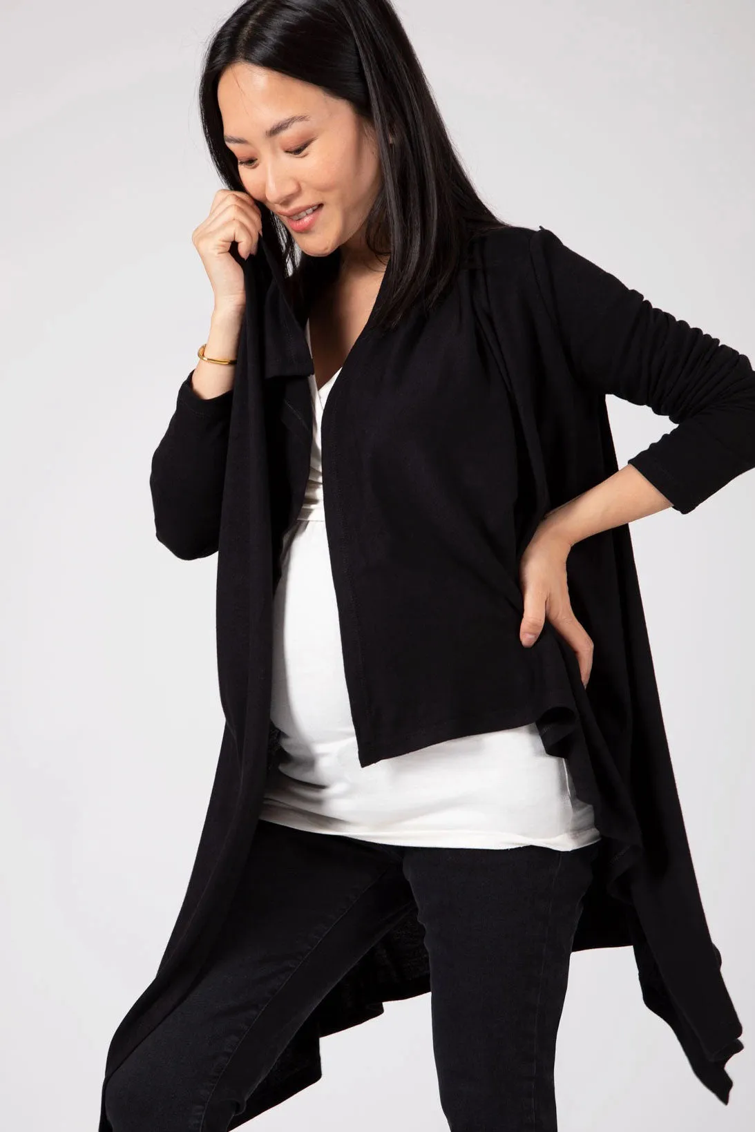 Céline Waterfall Maternity Cardigan Black