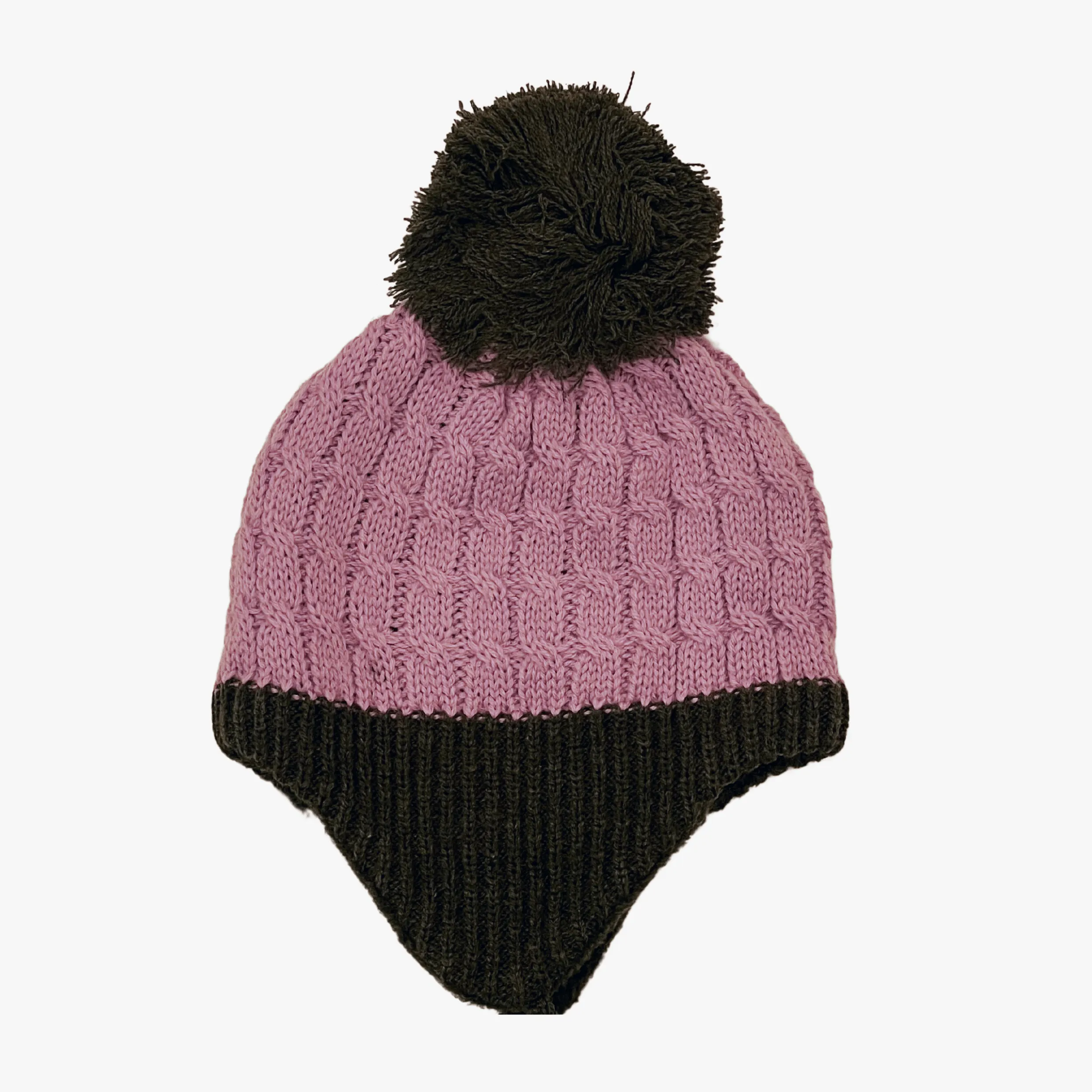 Color Kids Baby Hat with wool pom-pom - Lilac/charcoal