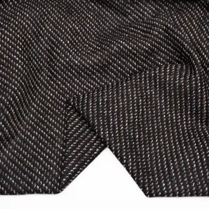 Deadstock Yarn Dyed Wool Blend Coating - Black/Cocoa/White