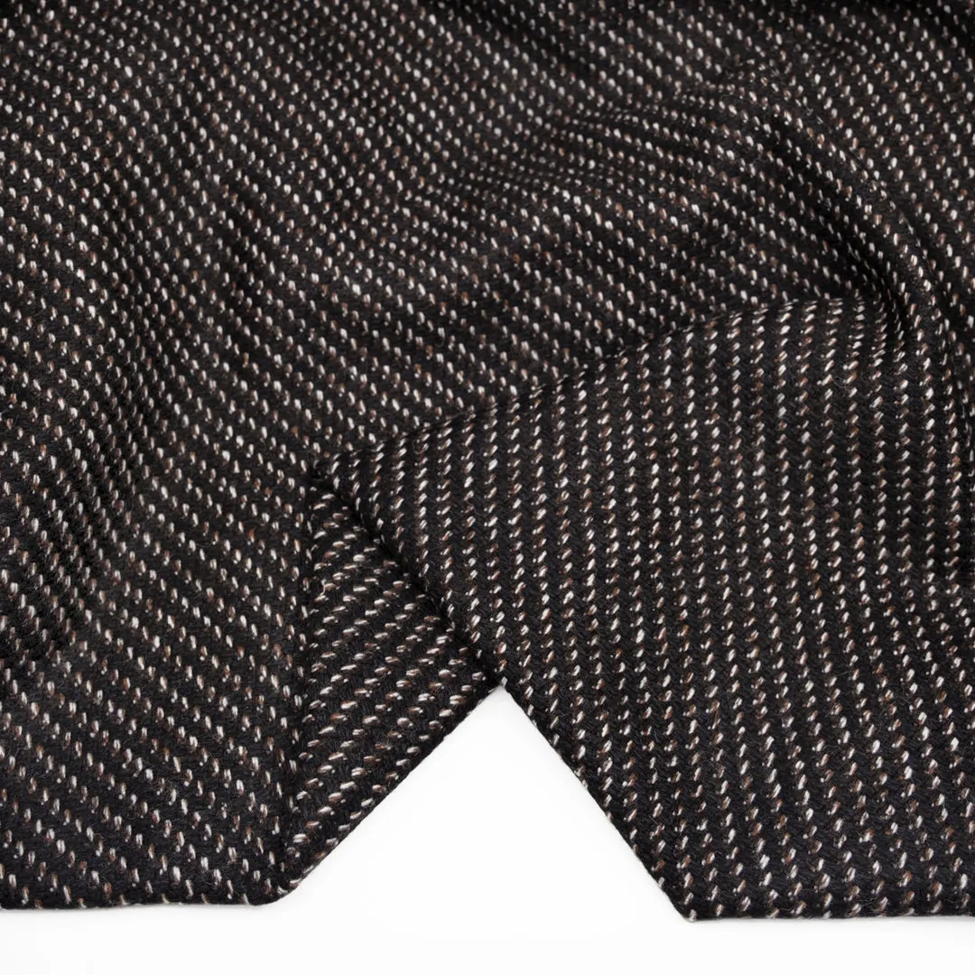 Deadstock Yarn Dyed Wool Blend Coating - Black/Cocoa/White