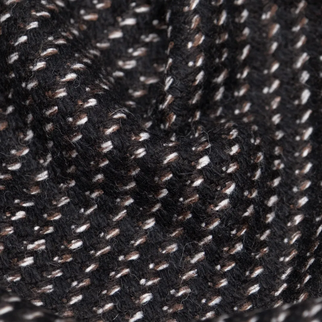 Deadstock Yarn Dyed Wool Blend Coating - Black/Cocoa/White