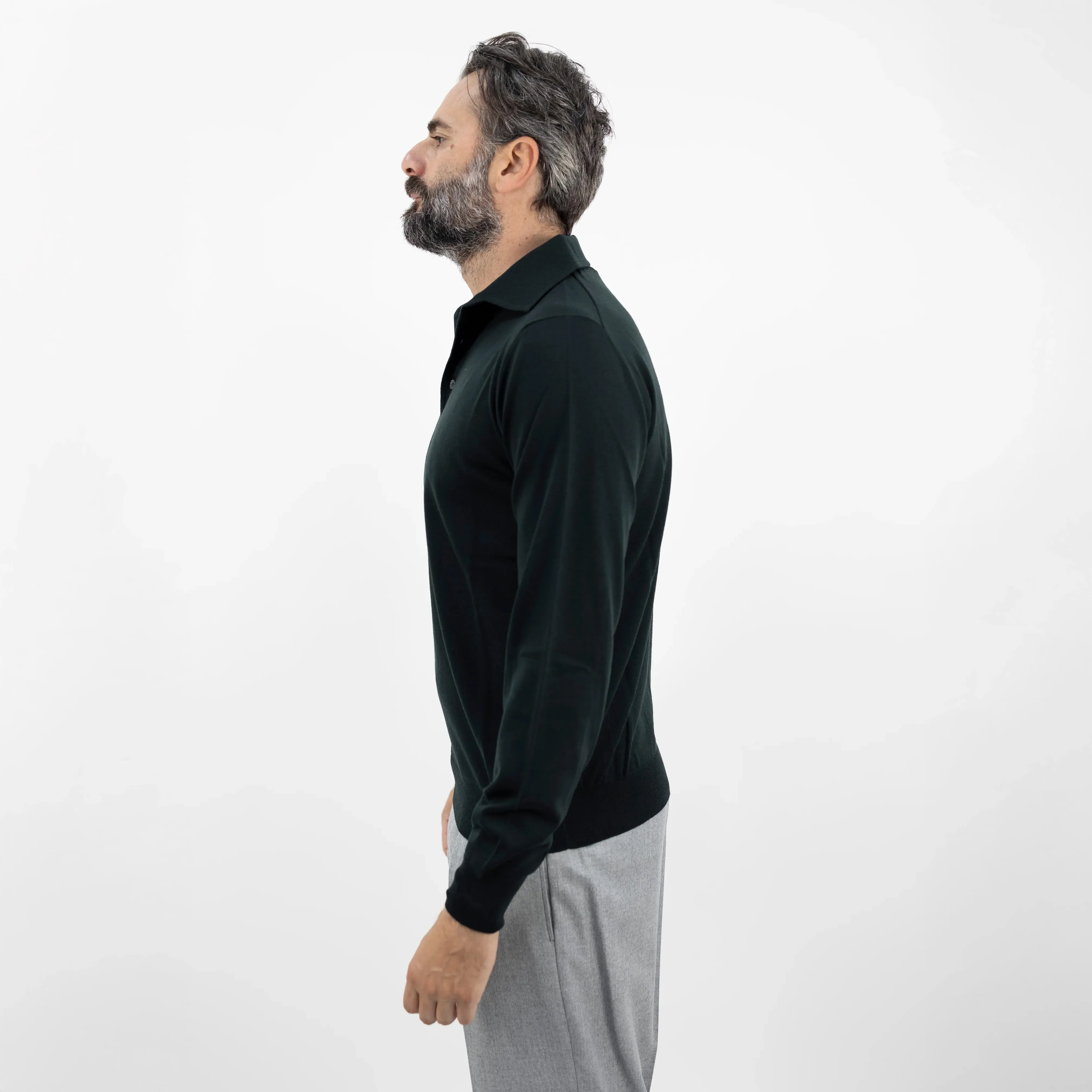 Deep Green Royal Merino Wool Polo Shirt - FILIPPO DE LAURENTIIS