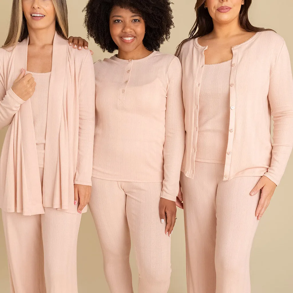 Dusty Blush Women's Pointelle Cardigan