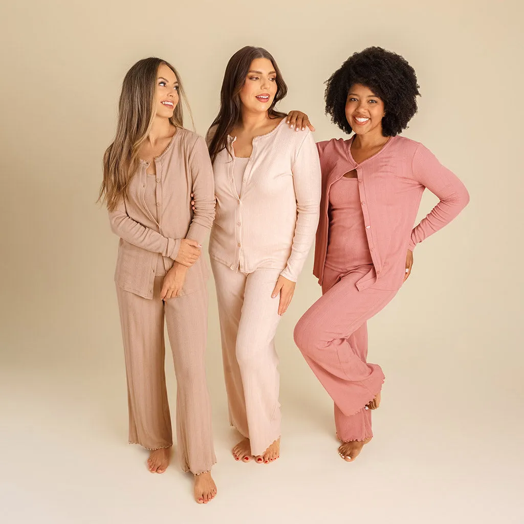 Dusty Blush Women's Pointelle Cardigan