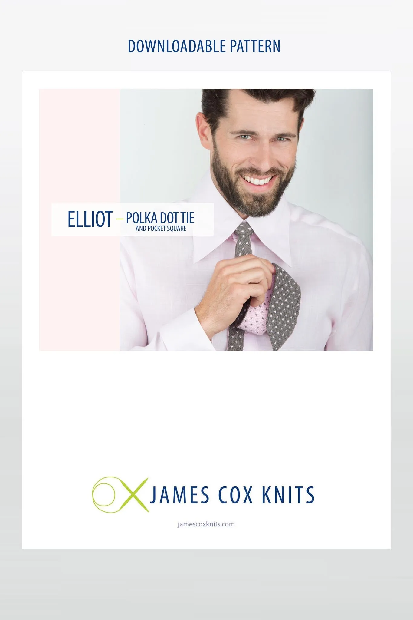 Elliott Double Knit Tie & Pocket Square Designer Knitting Pattern