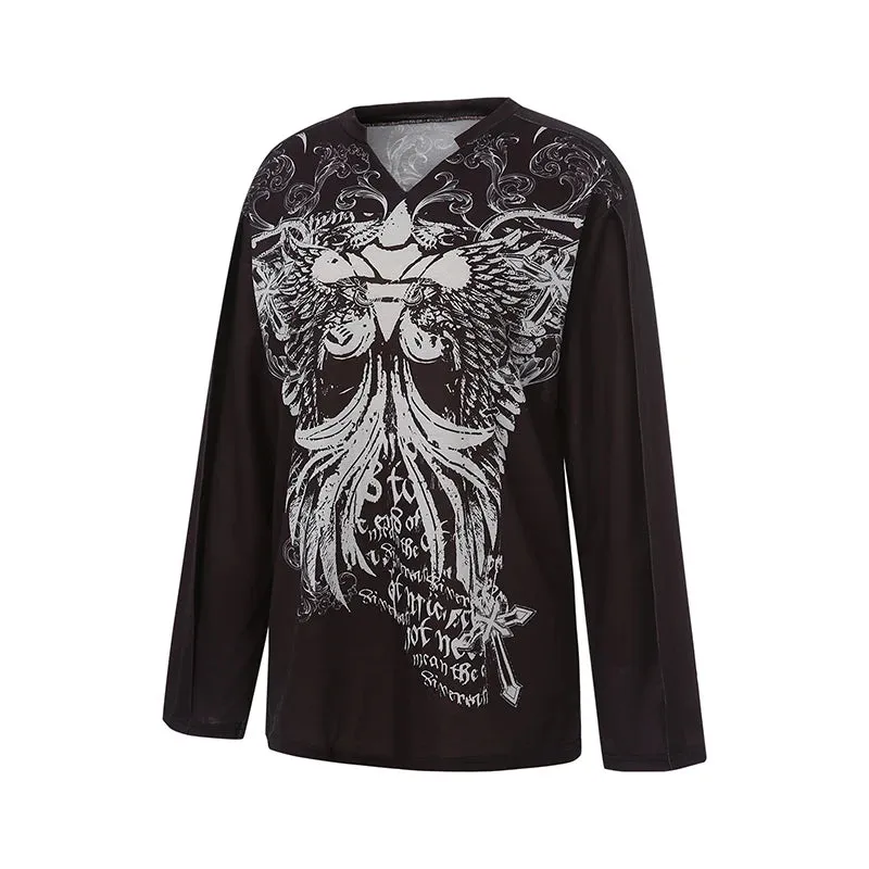 Fashionkova Women's Hoodies Grunge Oversized Black Vintage Style Gothic Long Sleeve Loose Women's Sweatshirts E-girl Punk Hip Hop Streetwear