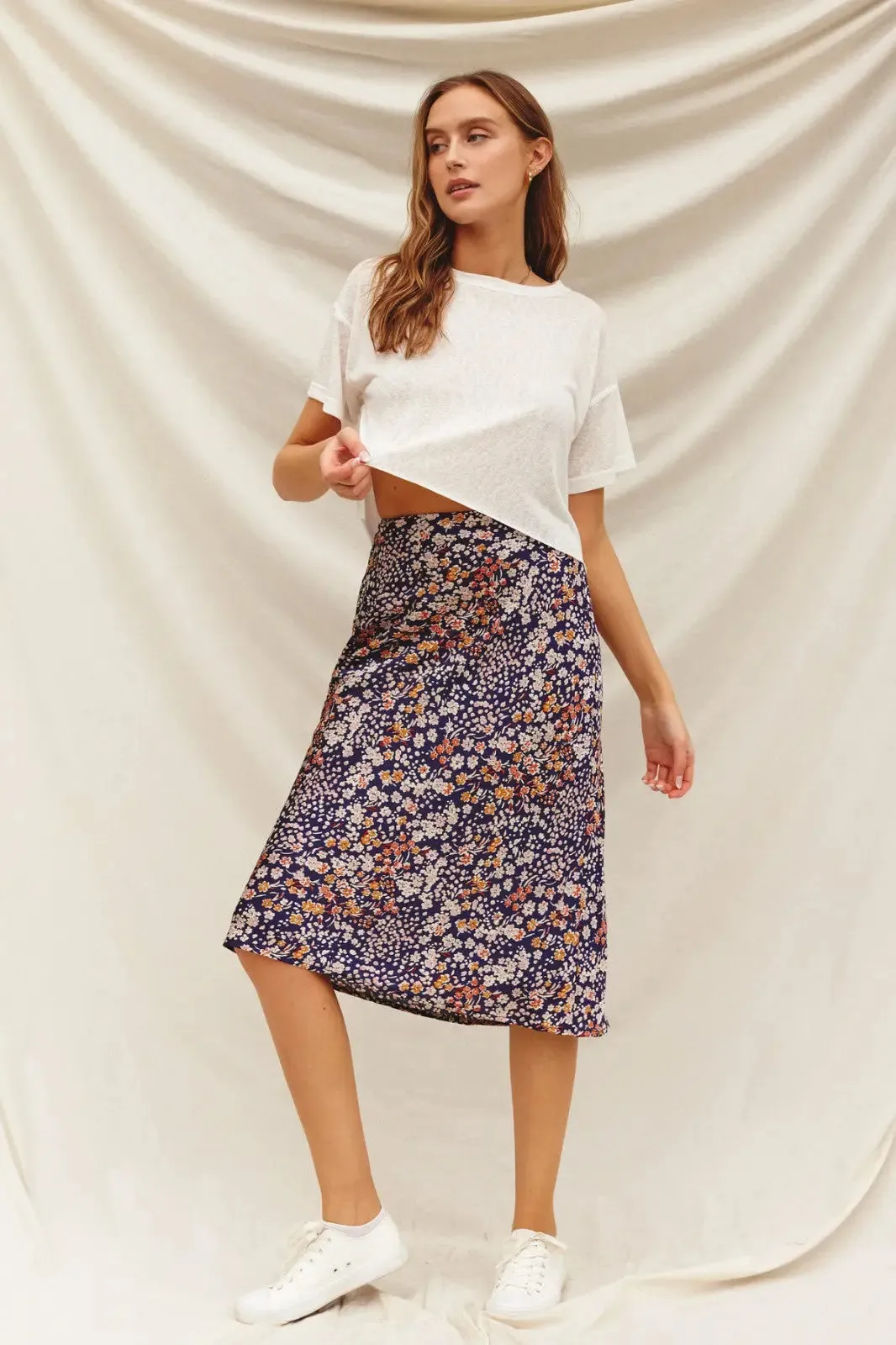 FLORAL A-LINE MIDI-MAXI SKIRT