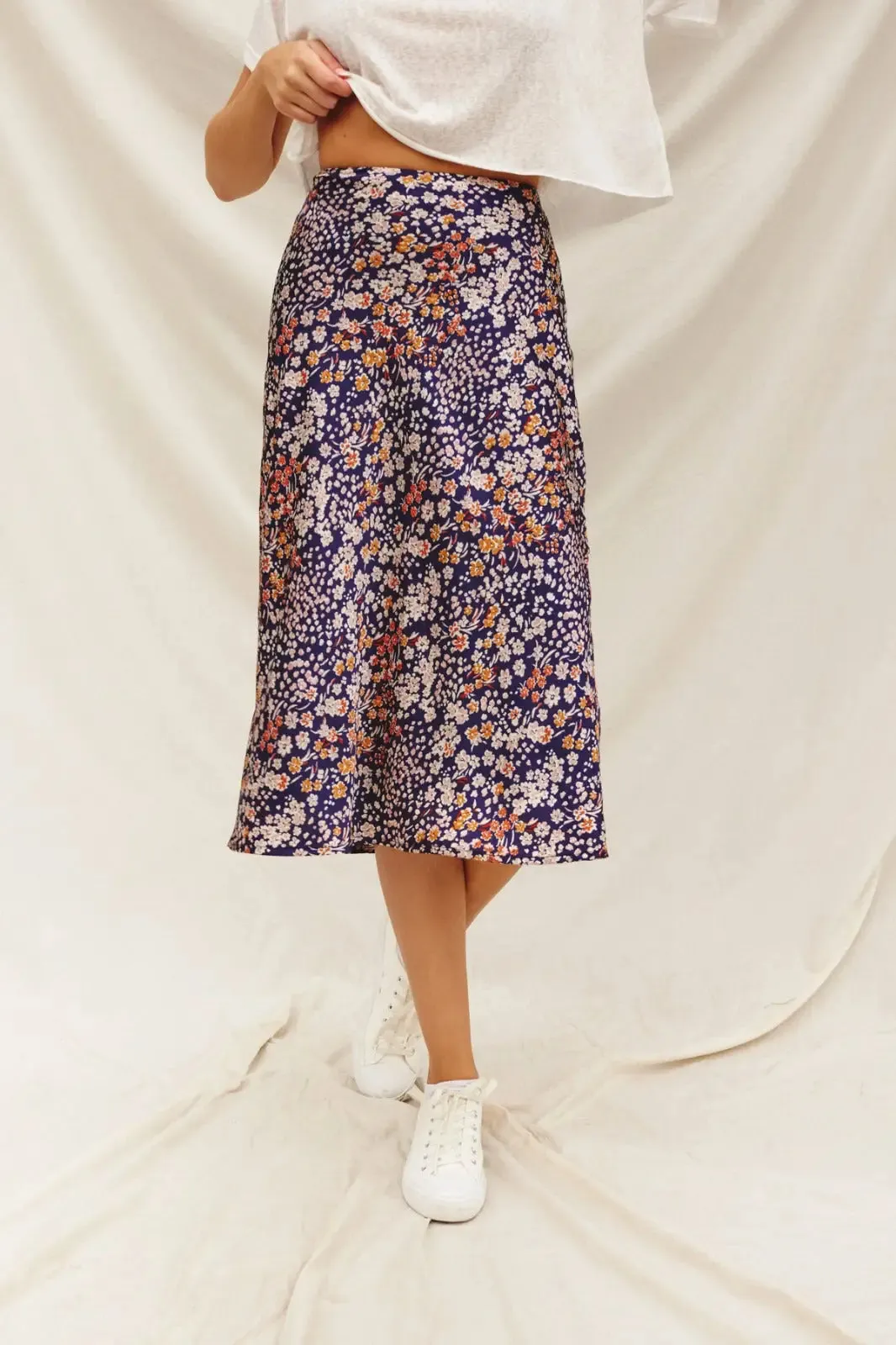 FLORAL A-LINE MIDI-MAXI SKIRT