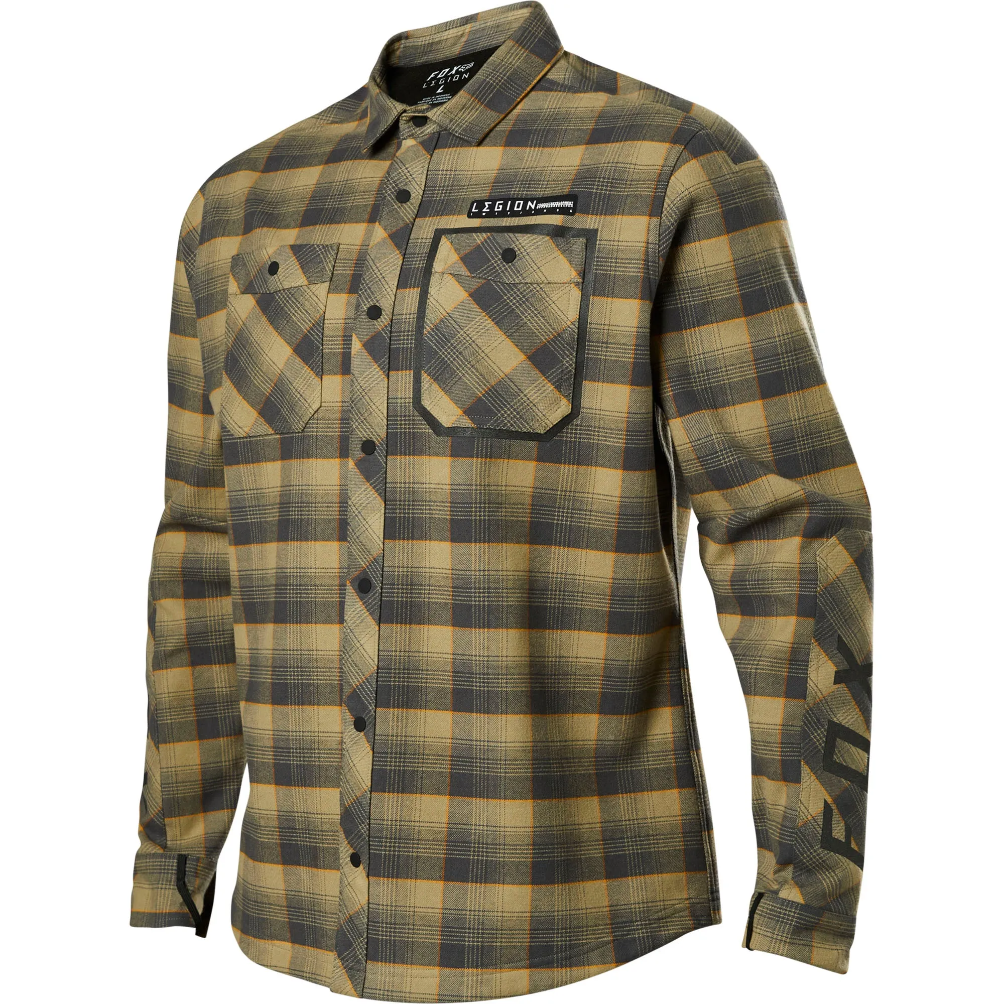 Fox Racing  Mens Defend Drive Windblock Flannel Button-Up Off-Road Bark Brown