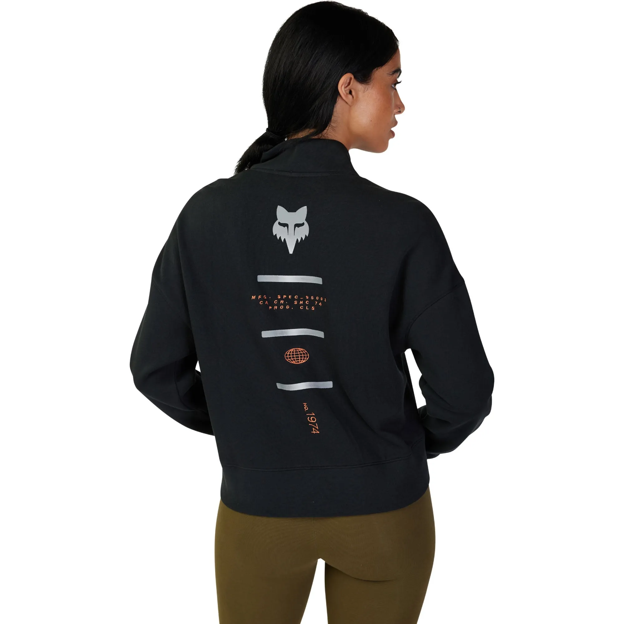 Fox Racing  Womens Magnetic Fleece Quarter Zip Pullover Sweater Comfortable Black