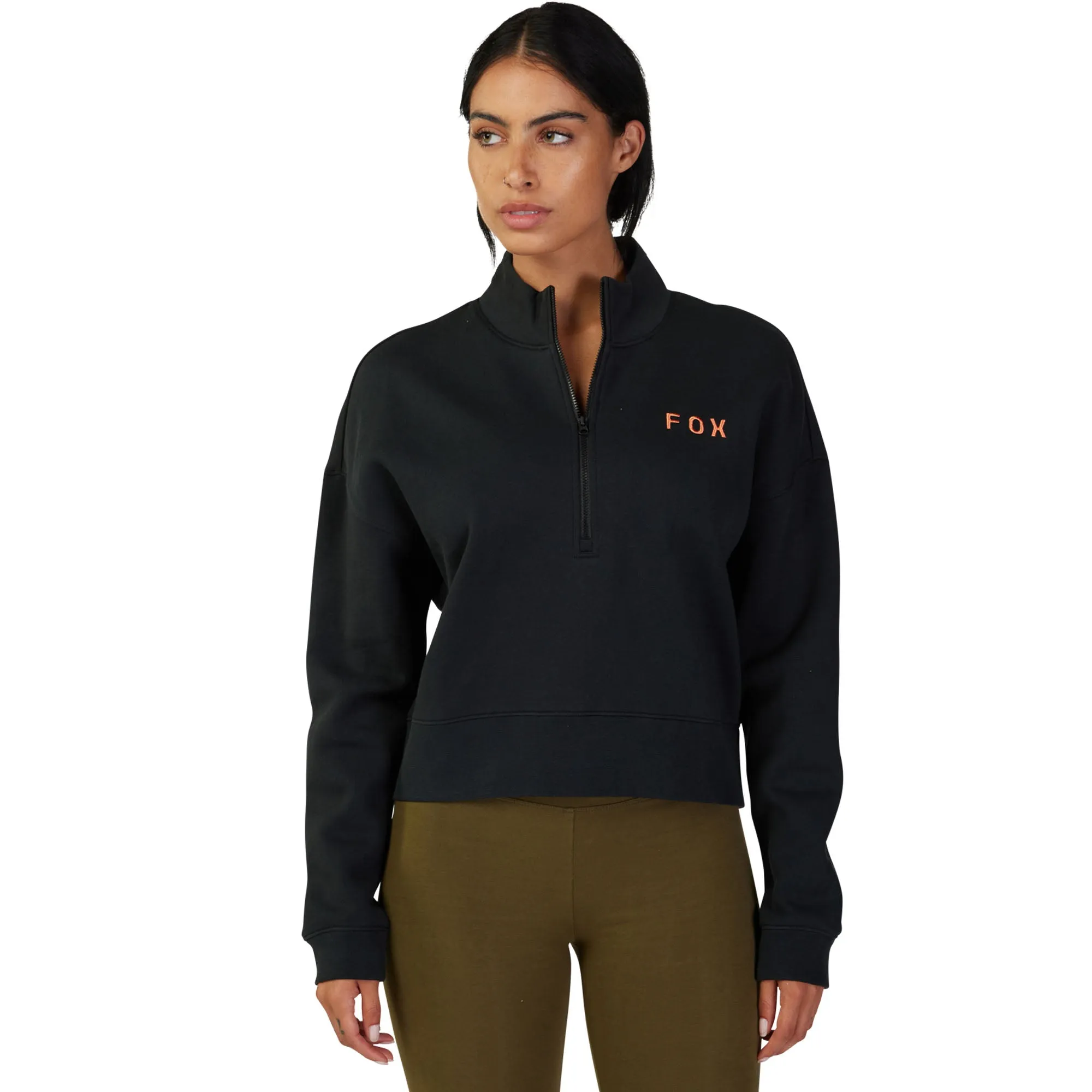 Fox Racing  Womens Magnetic Fleece Quarter Zip Pullover Sweater Comfortable Black