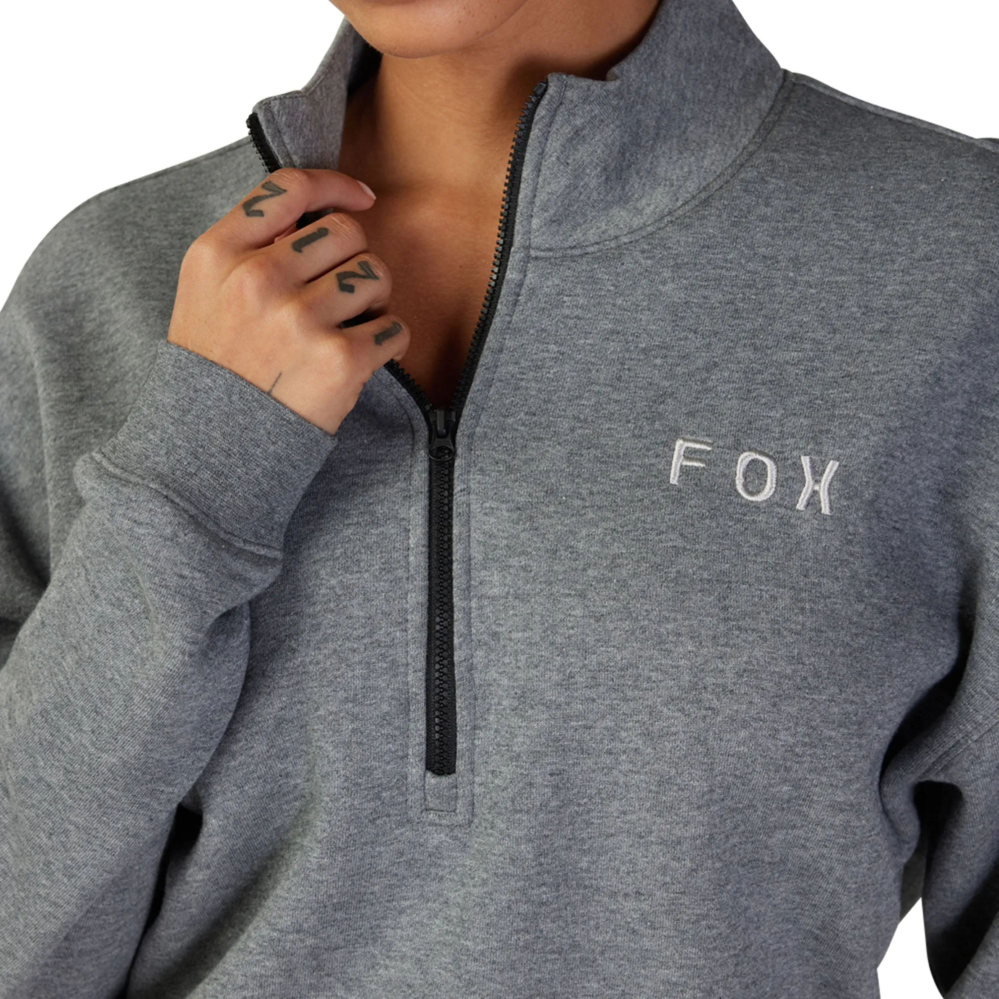 Fox Racing  Womens Magnetic Fleece Quarter Zip Pullover Sweater Heather Graphite