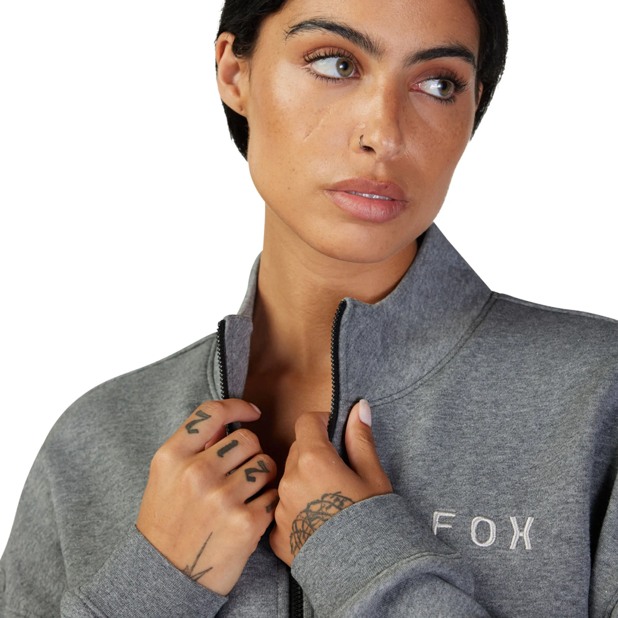 Fox Racing  Womens Magnetic Fleece Quarter Zip Pullover Sweater Heather Graphite