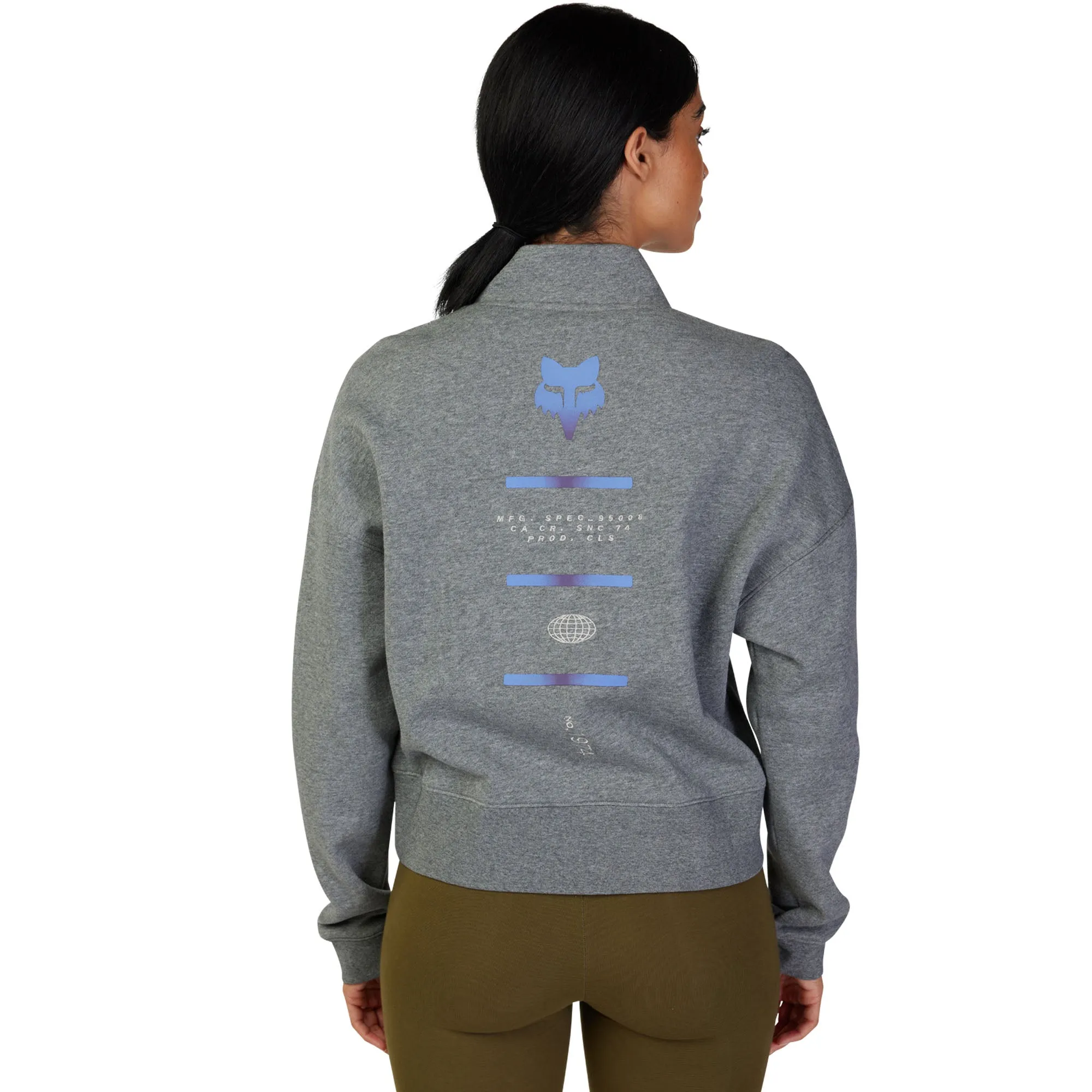 Fox Racing  Womens Magnetic Fleece Quarter Zip Pullover Sweater Heather Graphite