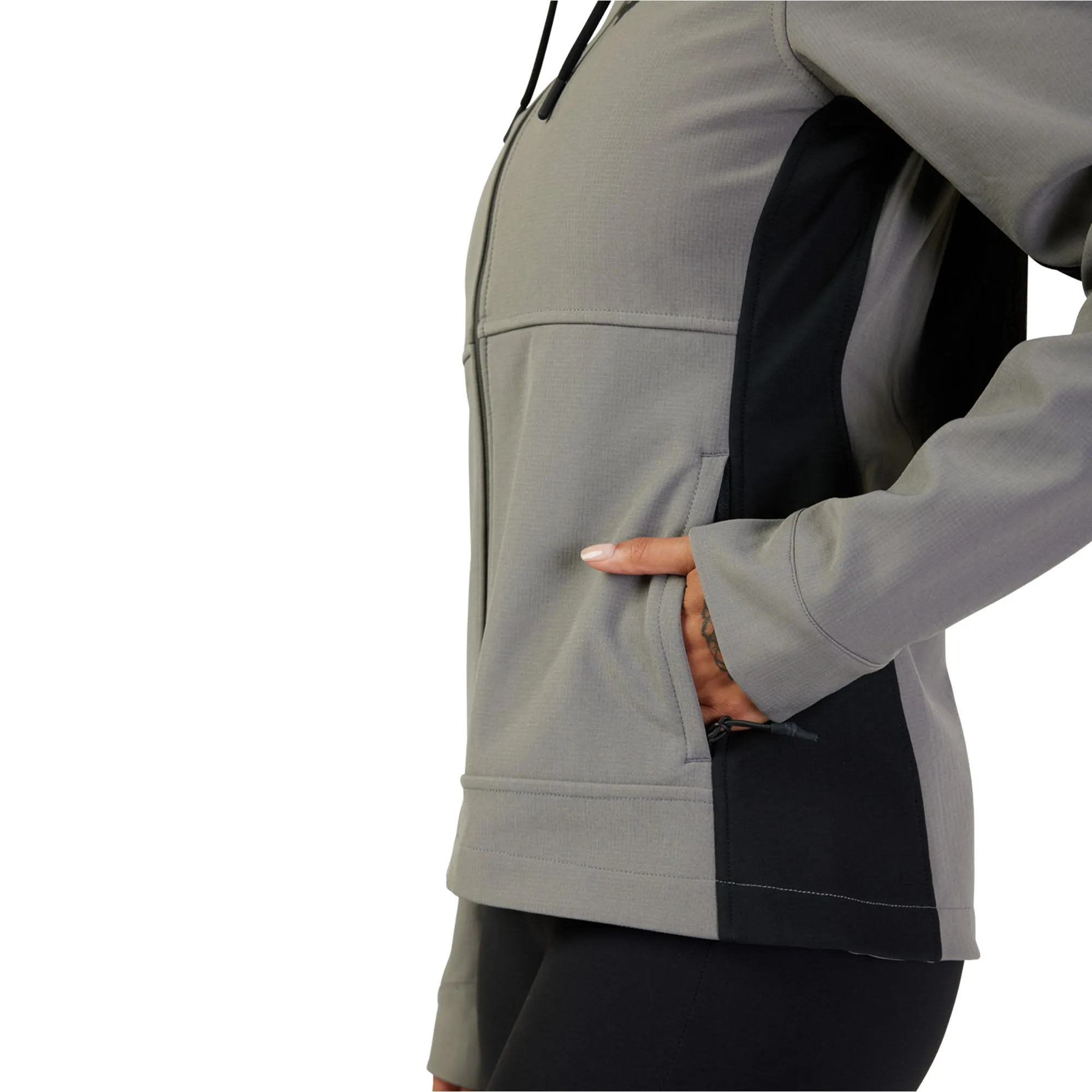 Fox Racing  Womens Pit Softshell Jacket DWR 3 Layer Fabric Midweight Pewter