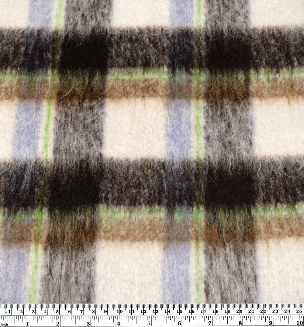 Fuzzy Plaid Coating - Chocolate/Periwinkle