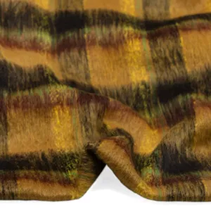 Fuzzy Plaid Coating - Dijon/Daffodil