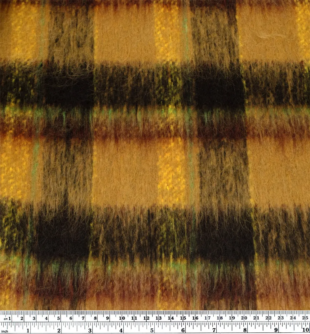 Fuzzy Plaid Coating - Dijon/Daffodil