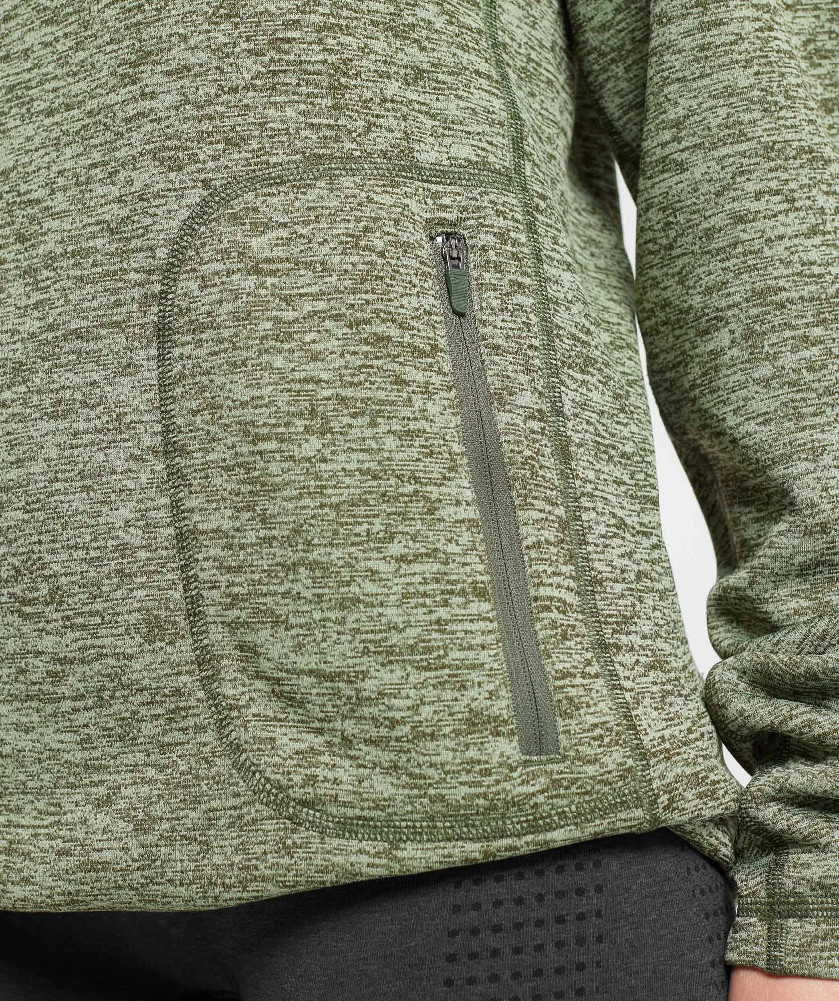 Gymshark Thermal Fleece 1/4 Zip Pullover - Winter Olive/Light Sage Green