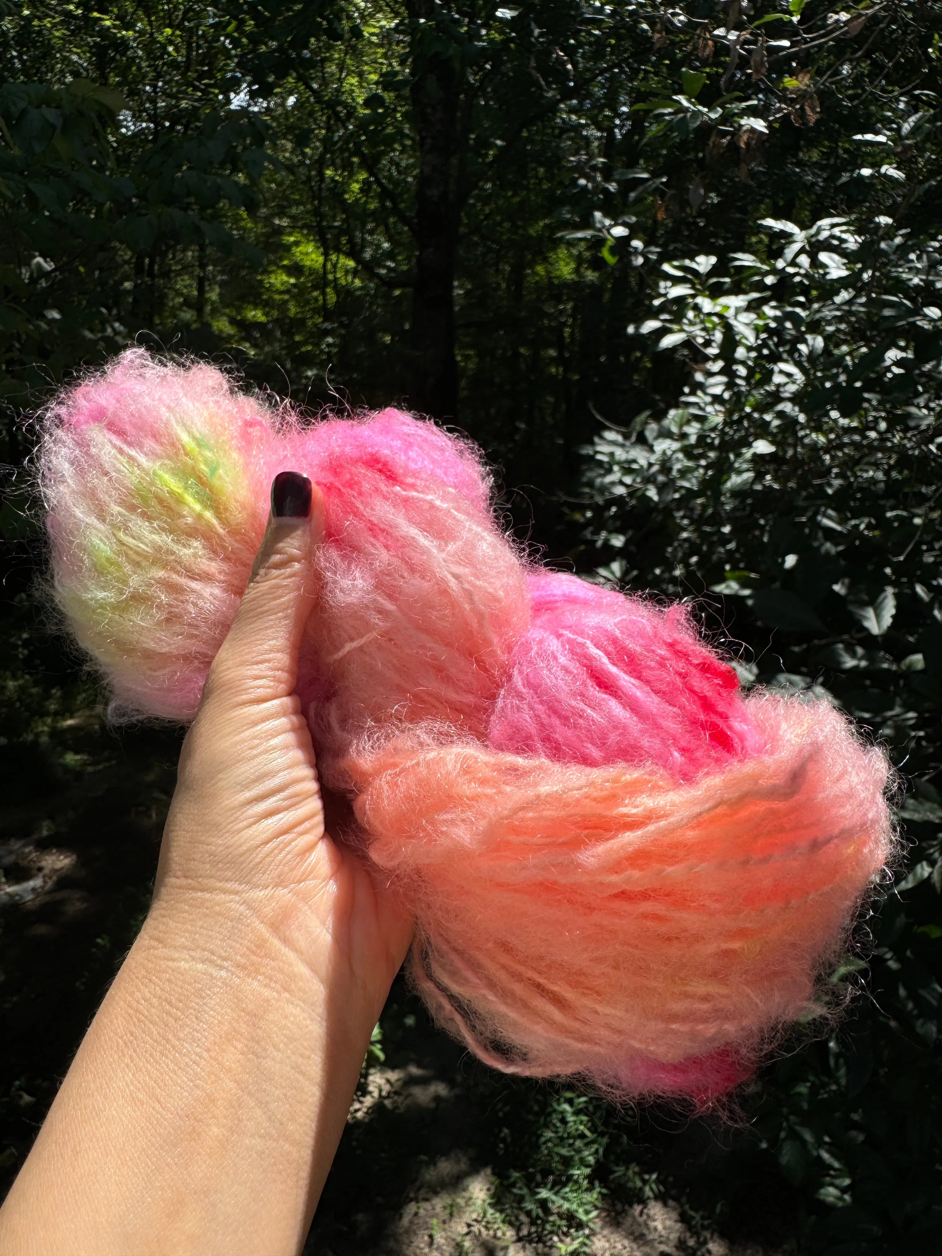 Hand Dyed Mohair Wool Bulky Yarn (Neon Sorbet)