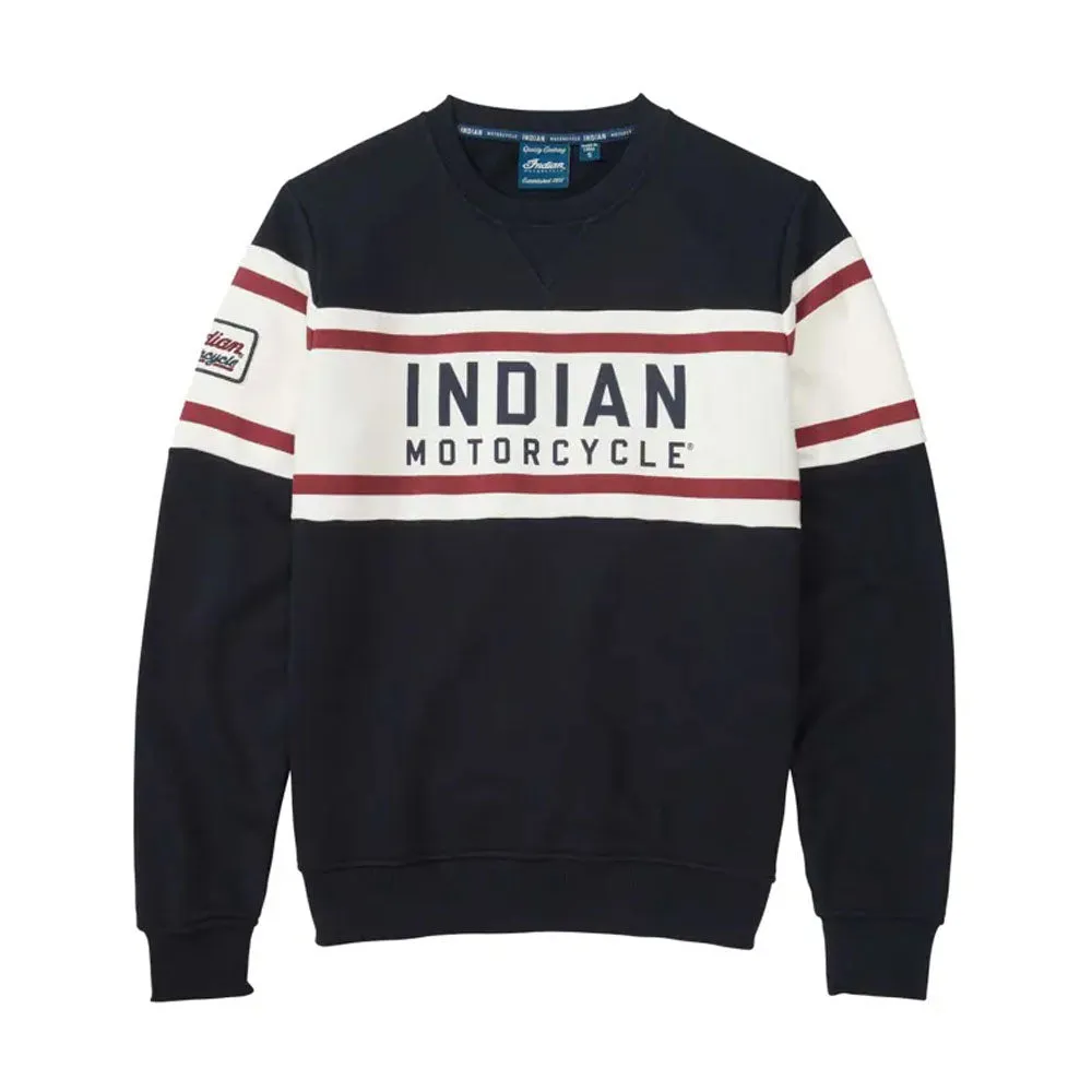 Indian Motorcycle  Colorblock Sweatshirt Warm Soft Comfortable Casual Navy