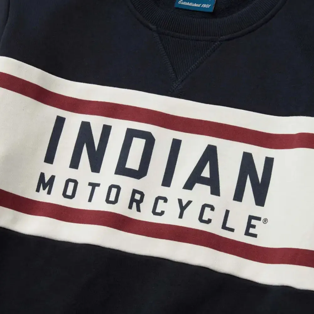 Indian Motorcycle  Colorblock Sweatshirt Warm Soft Comfortable Casual Navy