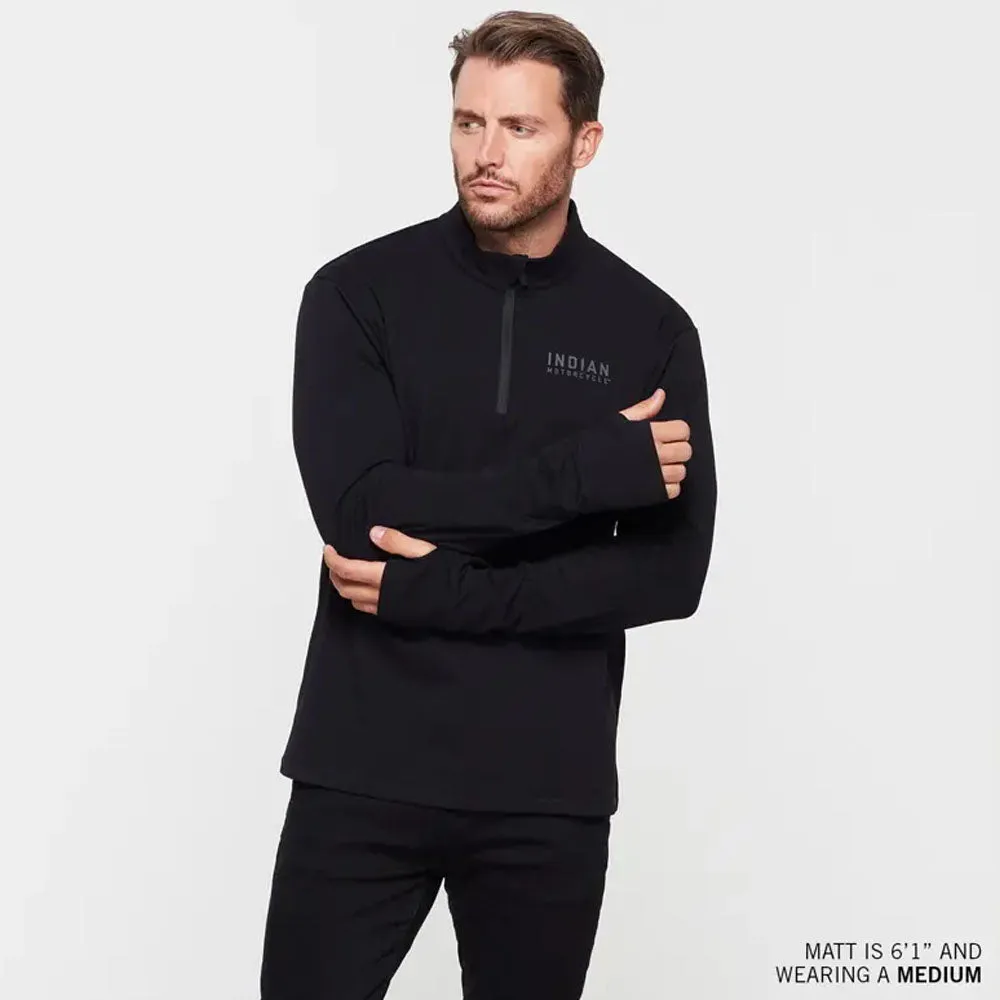 Indian Motorcycle  Mens Quarter Zip Performance Top Warm Comfortable Fabric Black