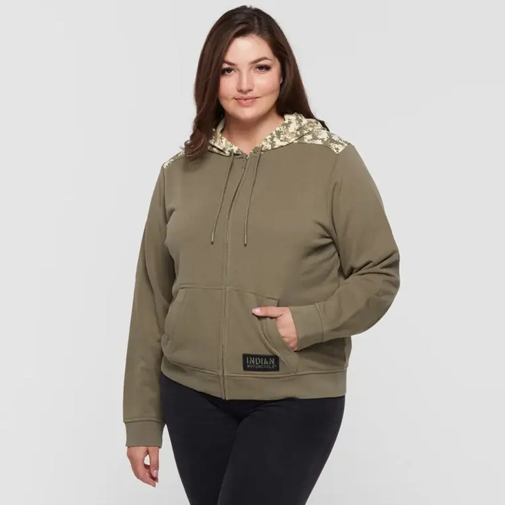 Indian Motorcycle  Womens Stencil Block Icon Hoodie Warm Comfortable Casual Khaki