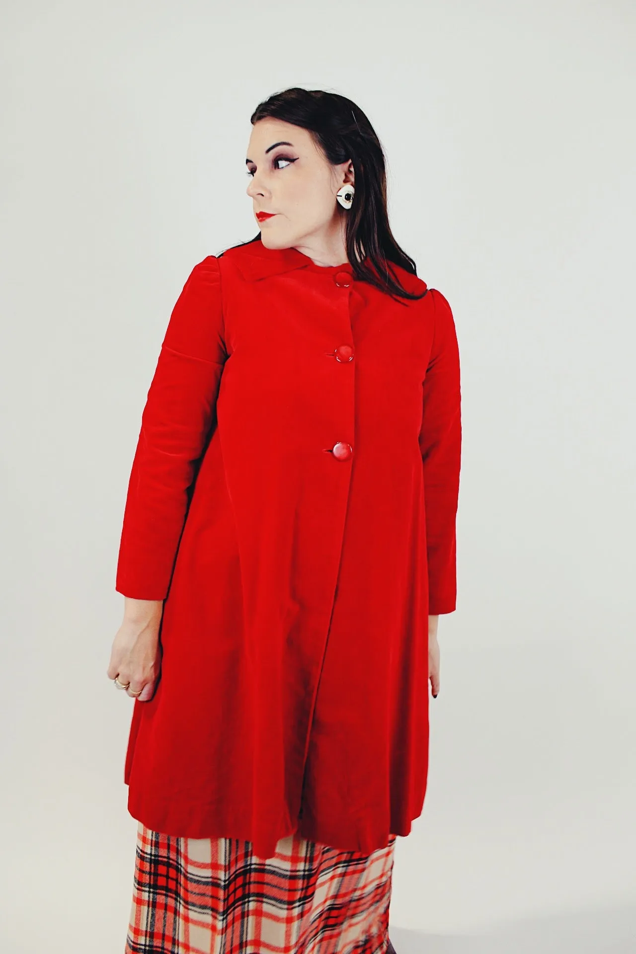 Long Red Velvet Coat