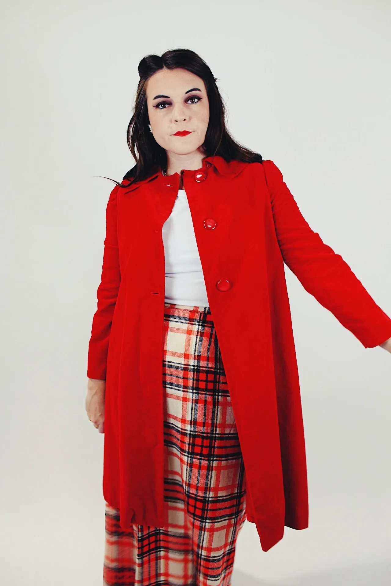 Long Red Velvet Coat