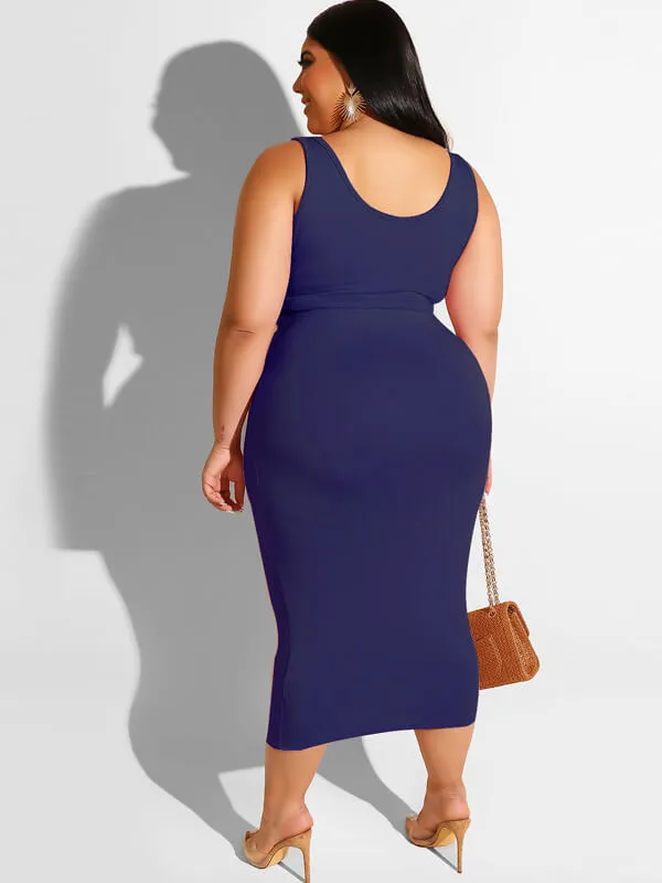 Plus Size Two Piece Tank Top Maxi Skirts Sets