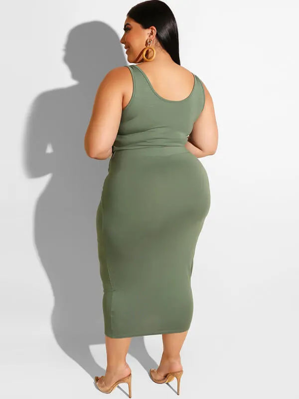 Plus Size Two Piece Tank Top Maxi Skirts Sets