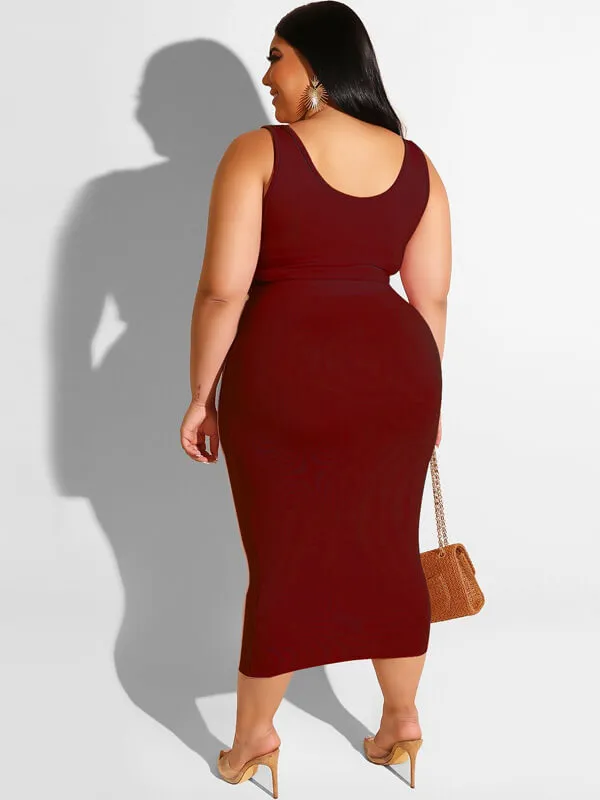 Plus Size Two Piece Tank Top Maxi Skirts Sets