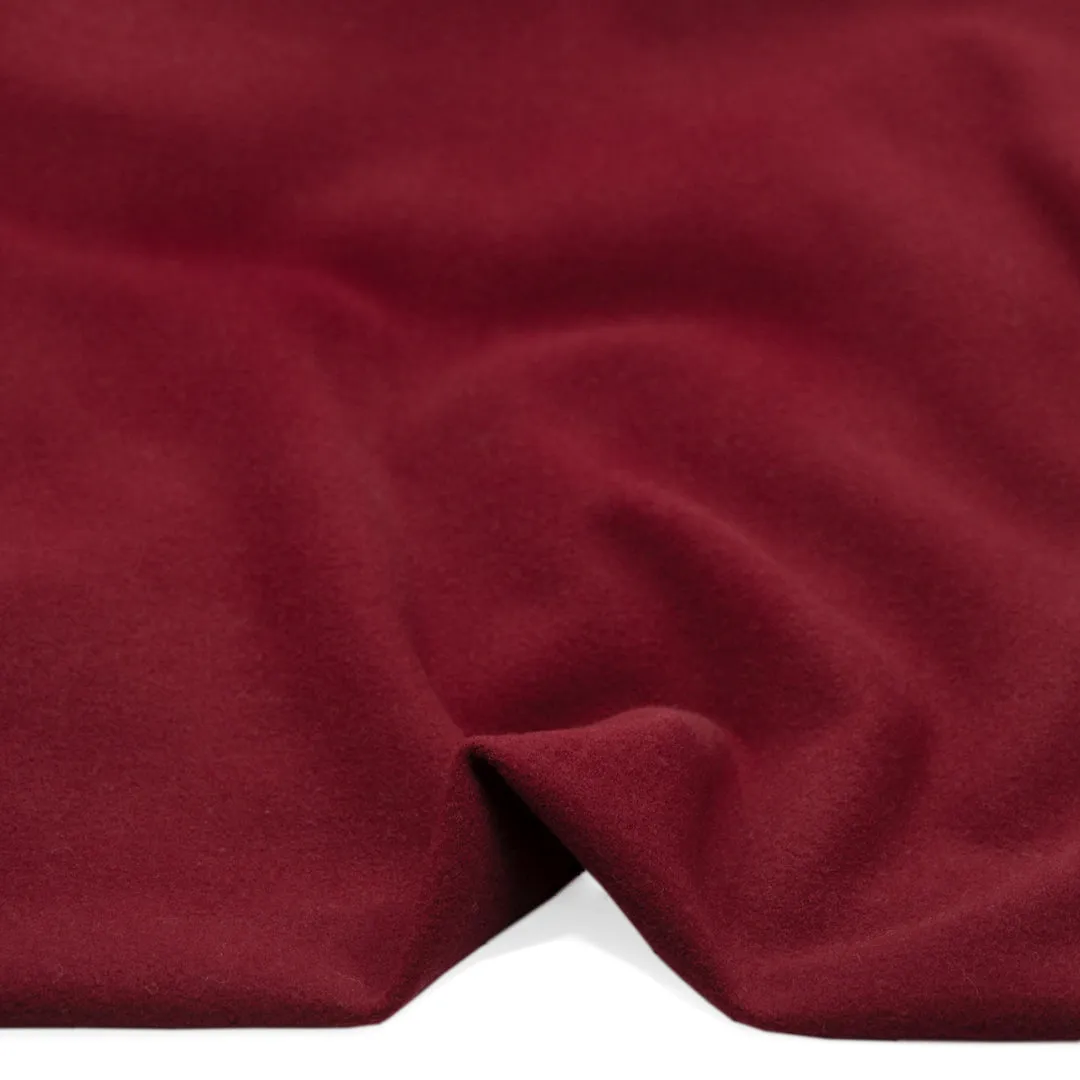 Remnant - 1m - Deadstock Felted Wool Blend Coating - Cranberry *FLAWED*