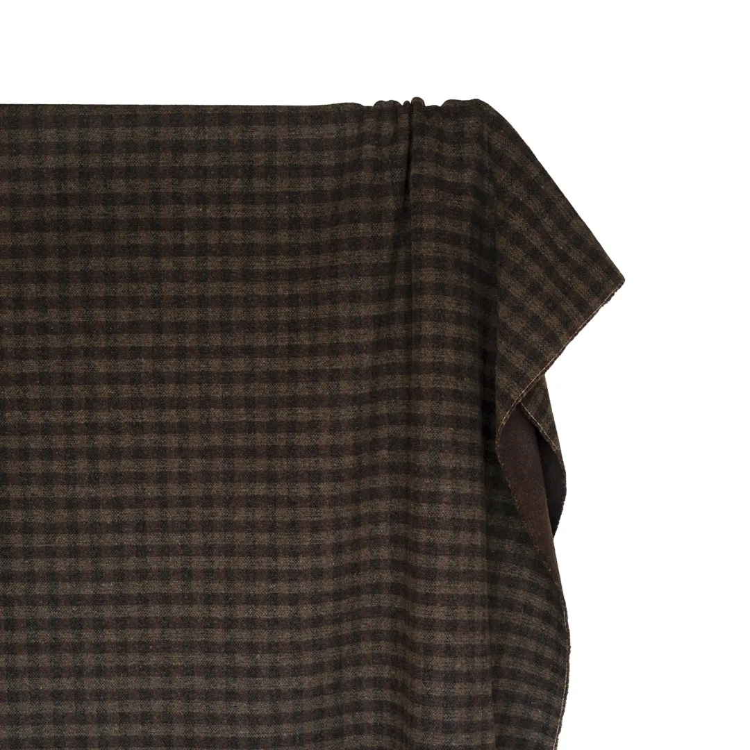 Remnant - 1m - Deadstock Plaid Double Faced Wool Blend Coating - Woodland
