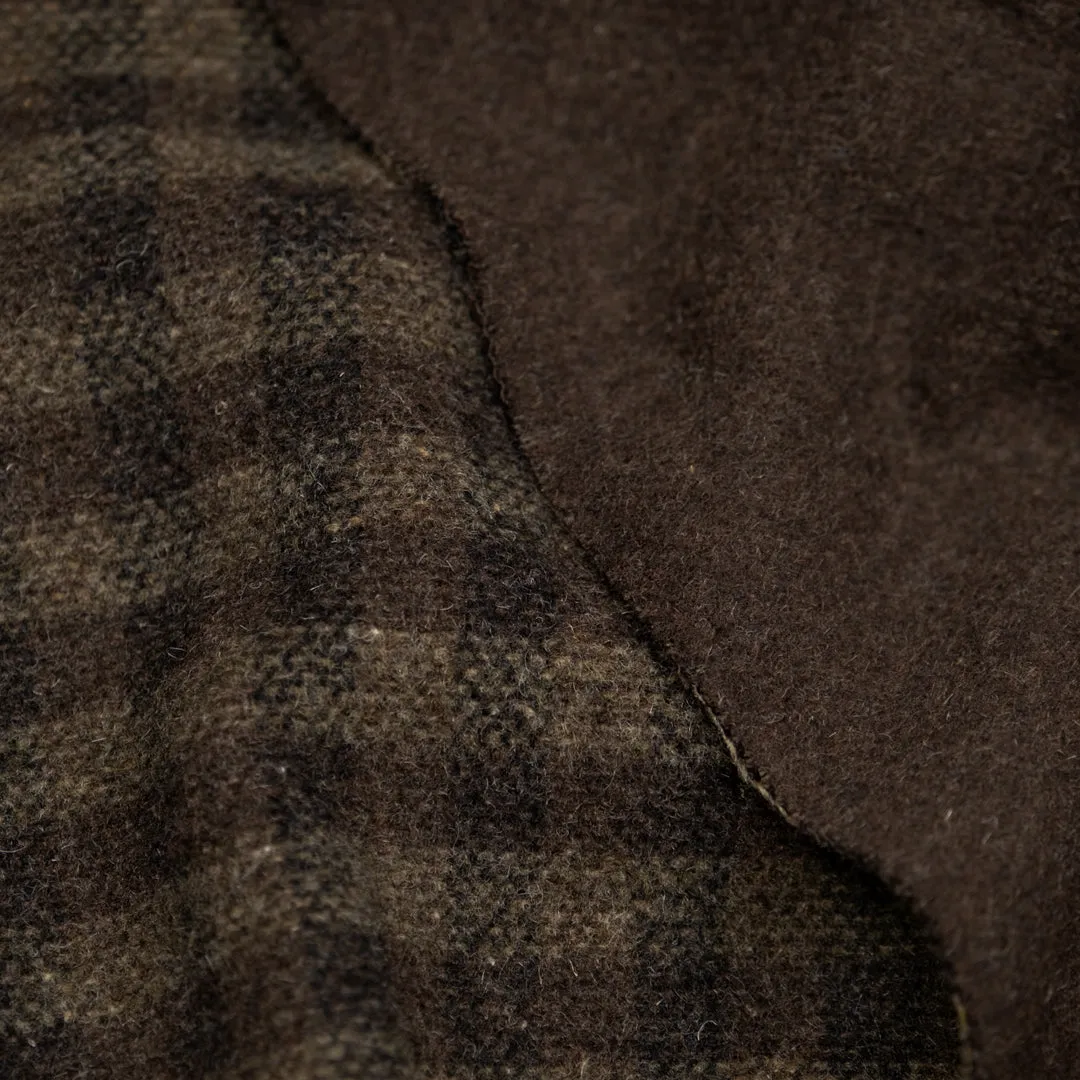 Remnant - 1m - Deadstock Plaid Double Faced Wool Blend Coating - Woodland