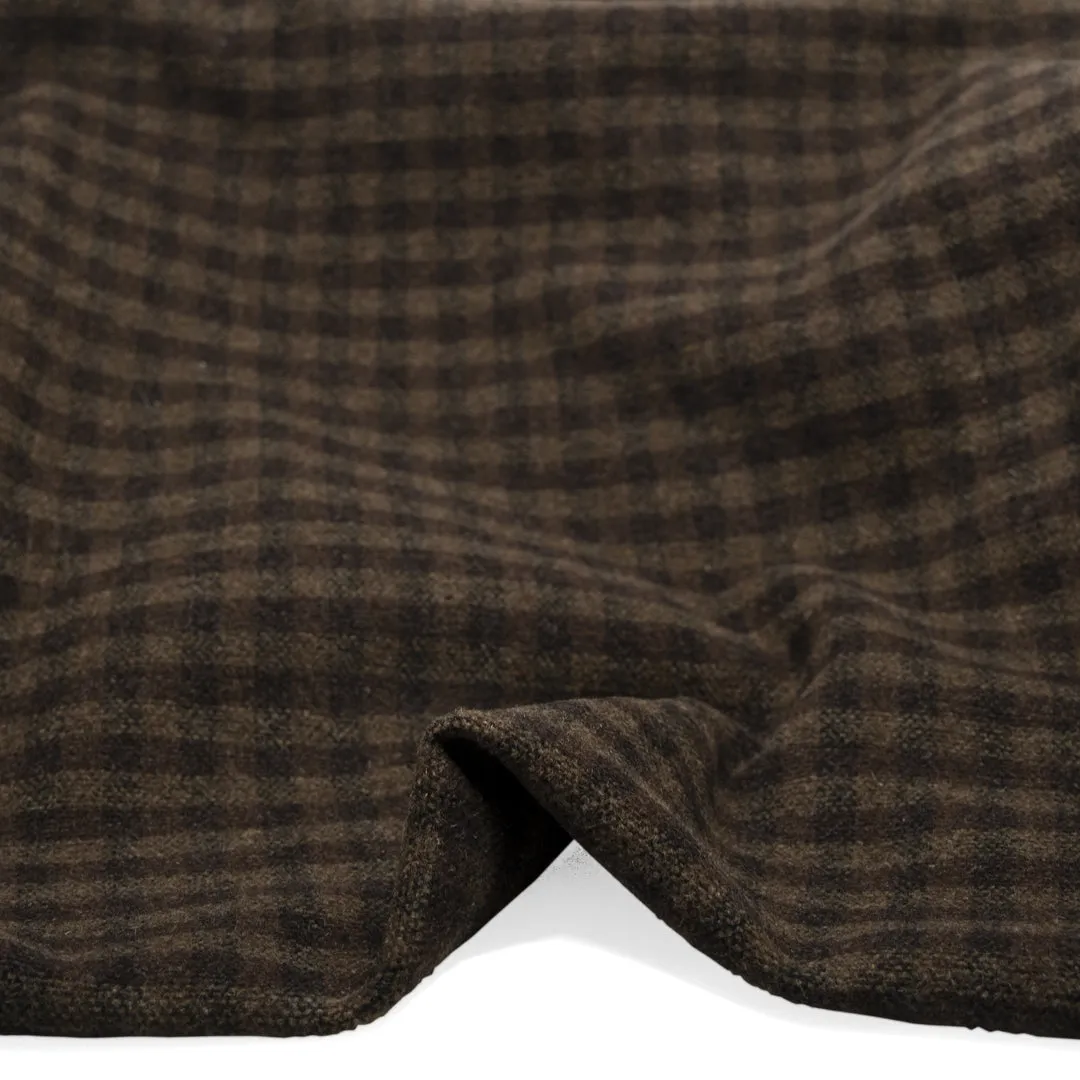 Remnant - 1m - Deadstock Plaid Double Faced Wool Blend Coating - Woodland