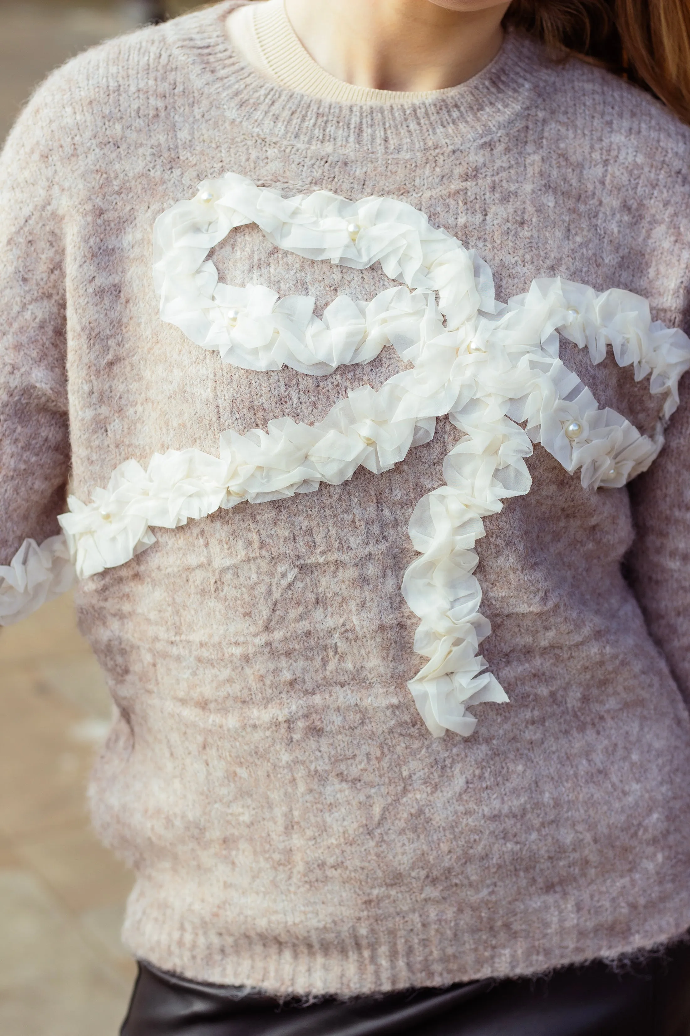 Ribbon Ruffle Detail Knit Jumper