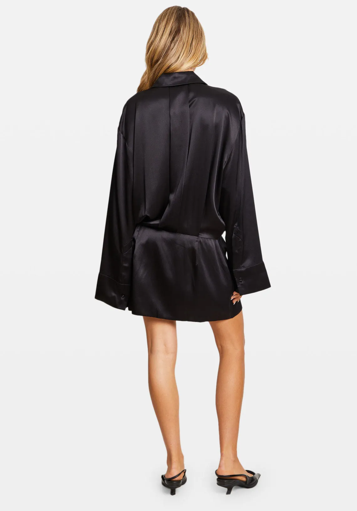 SILK SHIRT DRESS BLACK