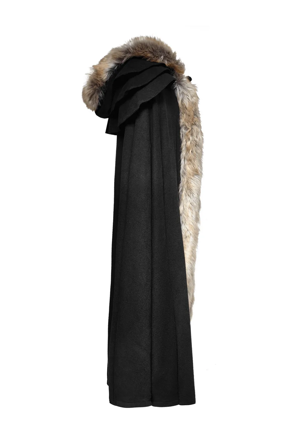 Sophisticated Black Gothic Cloak with Faux Fur Trim