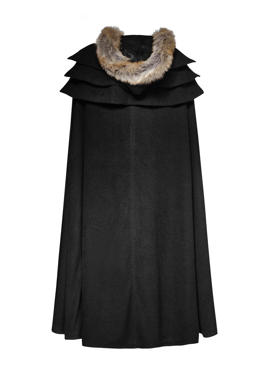 Sophisticated Black Gothic Cloak with Faux Fur Trim