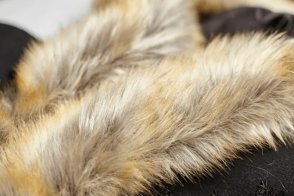 Sophisticated Black Gothic Cloak with Faux Fur Trim
