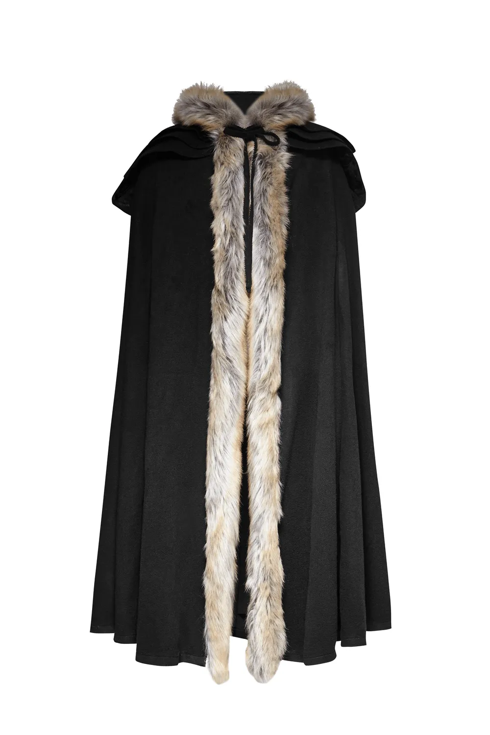 Sophisticated Black Gothic Cloak with Faux Fur Trim