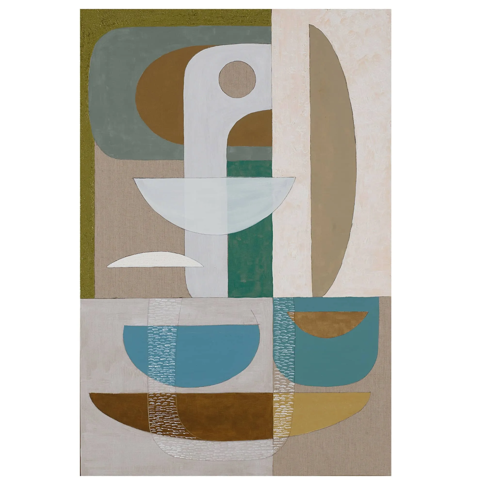 Stucco Glaucous Canvas Print 150cm x 100cm Oak Frame