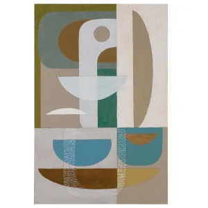 Stucco Glaucous Canvas Print 150cm x 100cm Oak Frame
